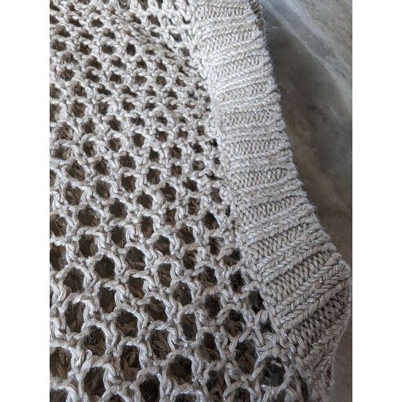 Tommy Bahama Women's Open Knit Boat Neck Sheer Pullover Tunic Sweater Tan Small - Picture 5 of 8